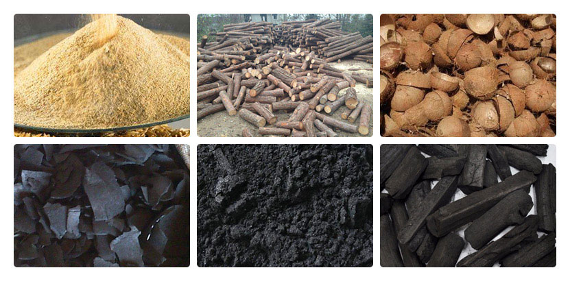 Sawdust, coconut shell, wood, coconut shell carbon, coal powder, charcoal