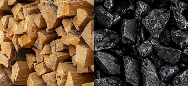 wood and lump charcoal